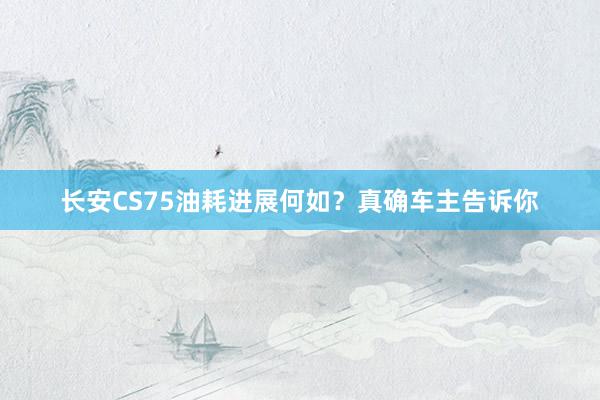 长安CS75油耗进展何如？真确车主告诉你